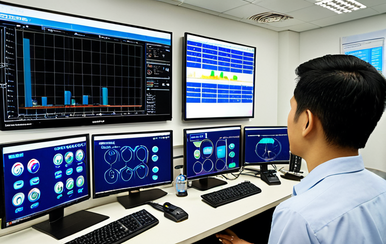 Water Network Optimization**

*Prompt:*  A modern water management control room.  Screens display real-time data of water pressure, flow rates, and sensor alerts.  Depict engineers monitoring the system, highlighting leak detection technology. Focus on data visualization and efficient water resource management in a bustling city like Ho Chi Minh City.

**