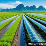 Home 18 물 관리의 통합적 접근법 - A modern Vietnamese agricultural farm featuring advanced drip irrigation systems with automatic soil...